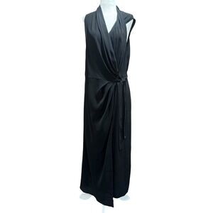 AllSaints Women's Syrah Long Wrap Dress Sleeveless Black Maxi Contemporary SZ‎ 6